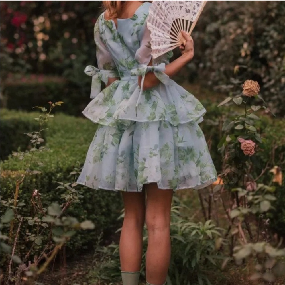 NWOT JessaKae Petal Dress Layered Dress in Light Blue and Green XS - Picture 2 of 4